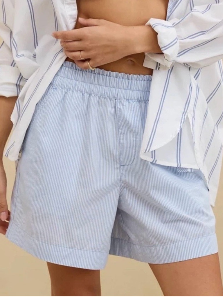Aerie Good Day Shorts Seersucker Cotton Light Blue Nwt Size Xs